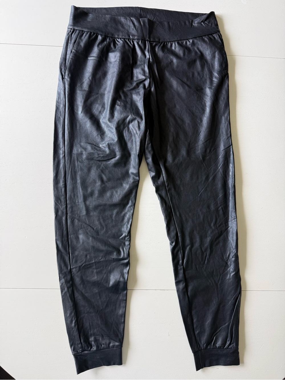 Commando Black Faux-Leather Joggers